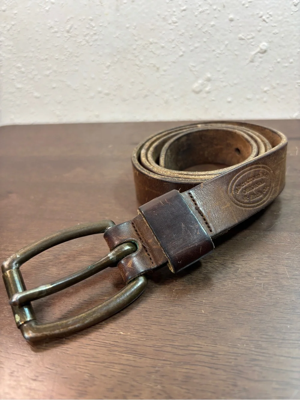 Abercrombie & Fitch Brown Leather Belt with Brass-Tone Buckle